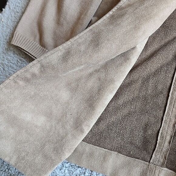 Chico’s Duster Jacket Size 4 Open Front Faux Suede Brown Open Blazer XXL 20/22 - Picture 4 of 8